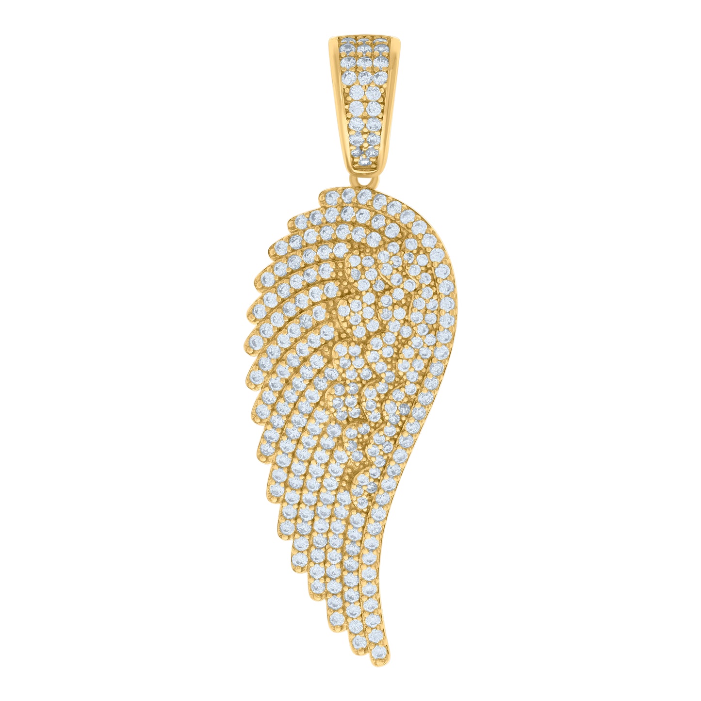 Sterling Silver Mens Cubic-Zirconia Angel Wing Angle Charm Pendant