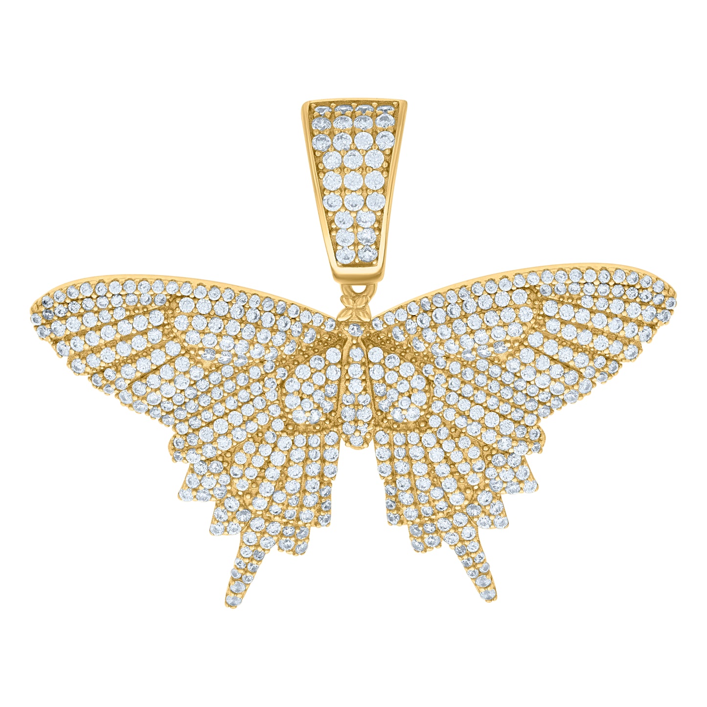 Sterling Silver Mens Cubic-Zirconia Butterfly Fashion Charm Pendant