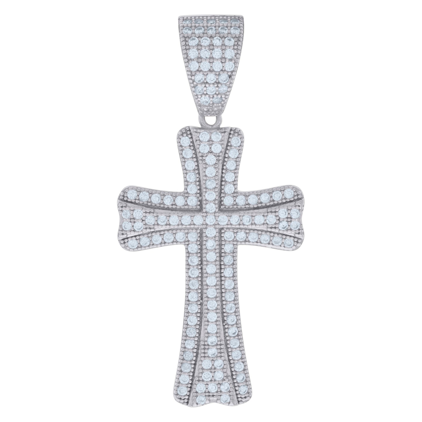 Sterling Silver Mens Cubic-Zirconia Cross Religious Charm Pendant
