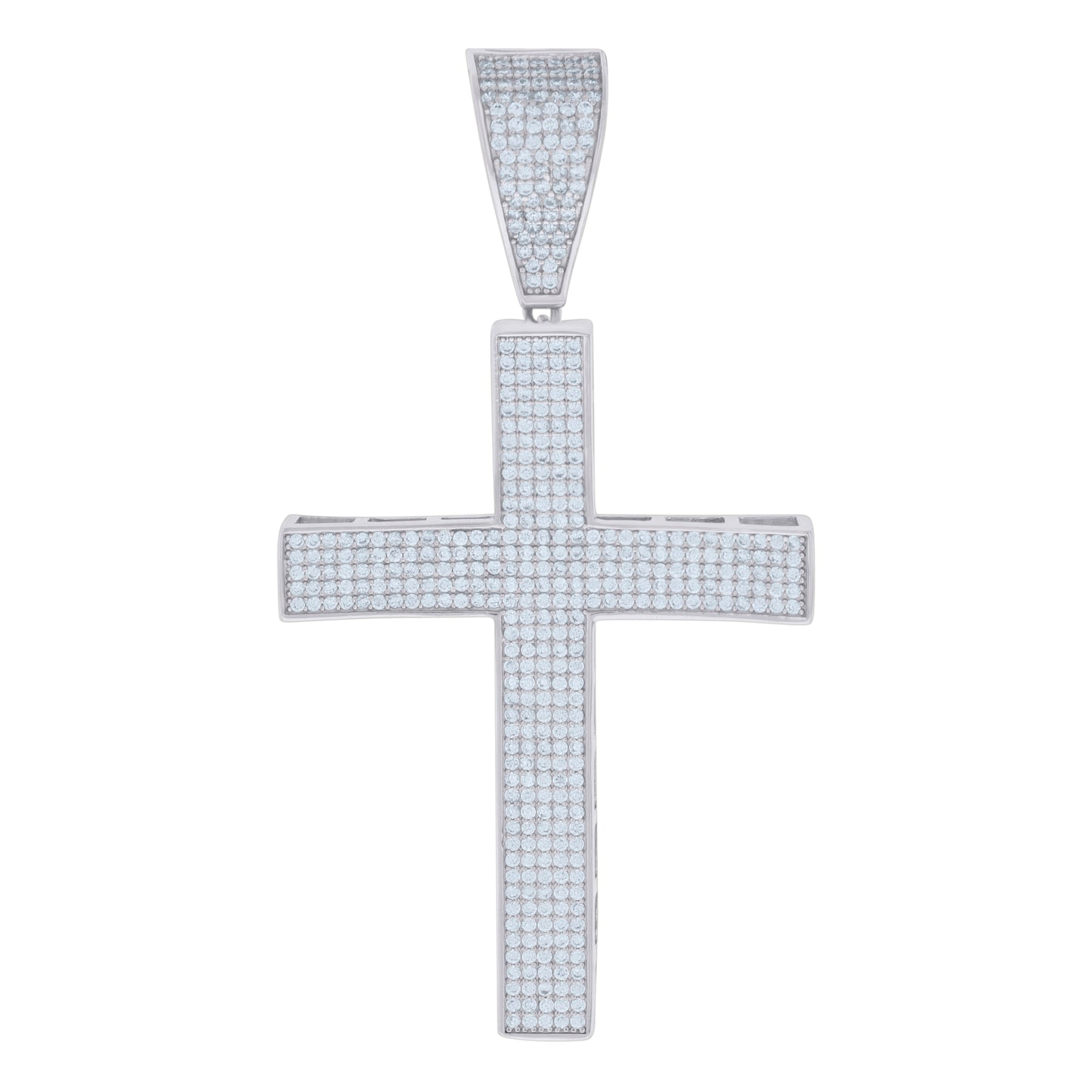 Sterling Silver Mens Cubic-Zirconia Cross Religious Charm Pendant