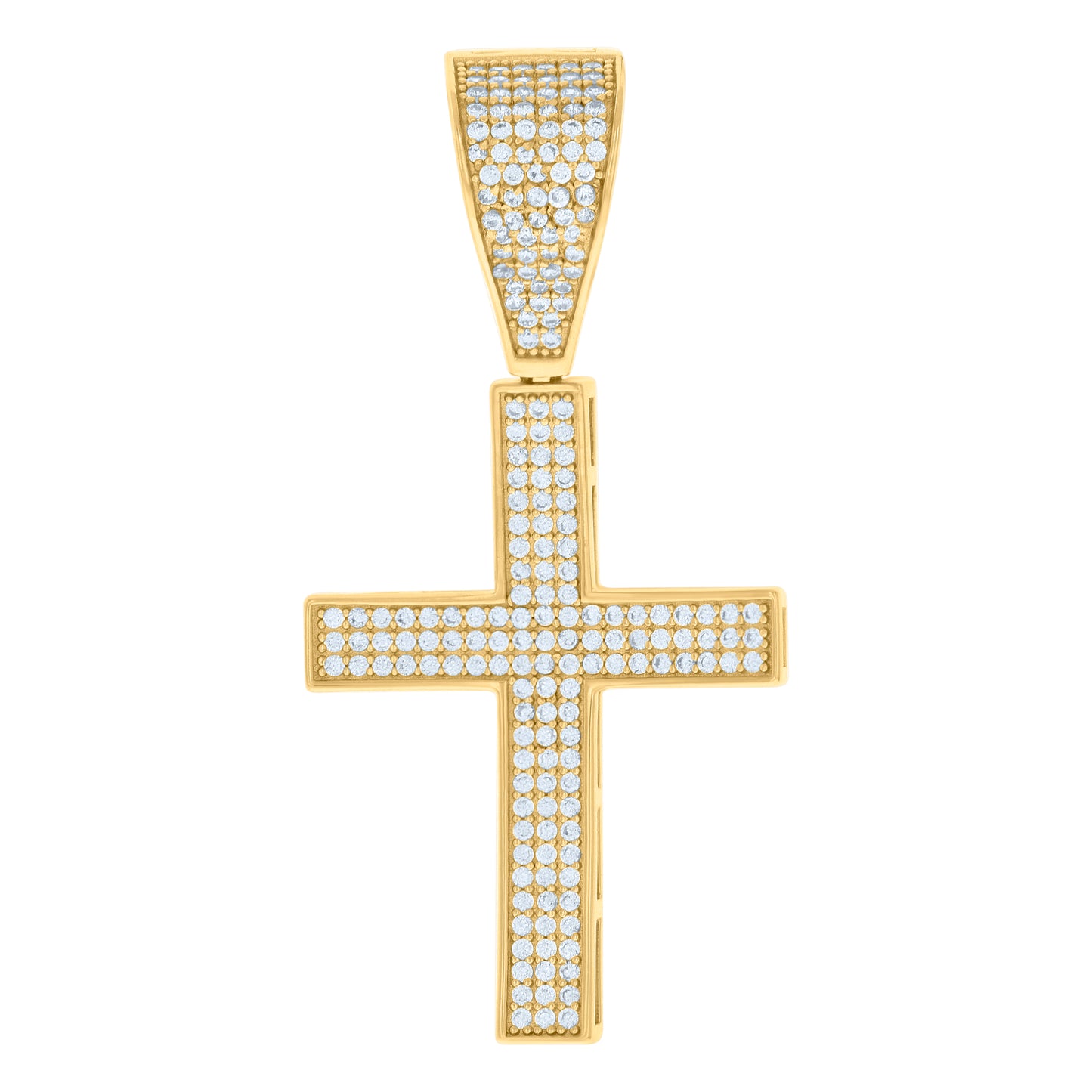 Sterling Silver Mens Cubic-Zirconia Cross Religious Charm Pendant