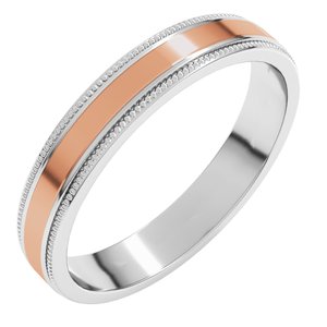 14K Yellow Or White Or Rose Gold Milgrain Inlay Flat Band