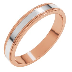 14K Yellow Or White Or Rose Gold Milgrain Inlay Flat Band
