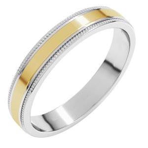 14K Yellow Or White Or Rose Gold Milgrain Inlay Flat Band