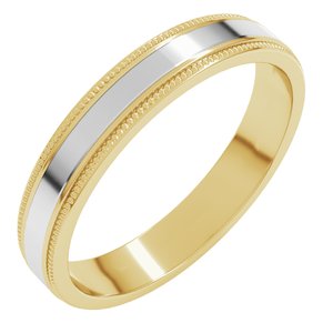 14K Yellow Or White Or Rose Gold Milgrain Inlay Flat Band