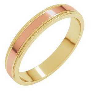 14K Yellow Or White Or Rose Gold Milgrain Inlay Flat Band