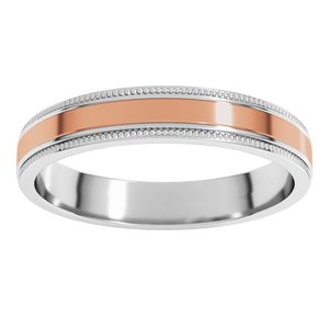 14K Yellow Or White Or Rose Gold Milgrain Inlay Flat Band