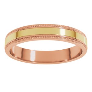 14K Yellow Or White Or Rose Gold Milgrain Inlay Flat Band
