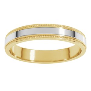 14K Yellow Or White Or Rose Gold Milgrain Inlay Flat Band