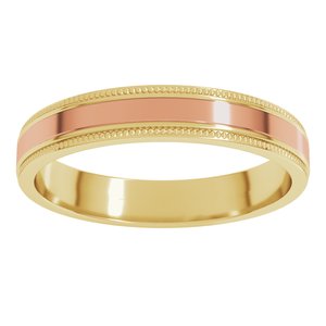 14K Yellow Or White Or Rose Gold Milgrain Inlay Flat Band