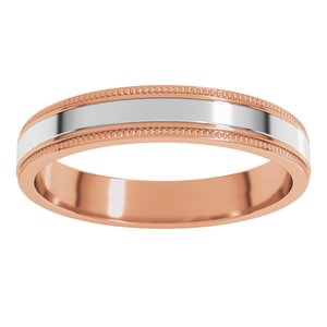 14K Yellow Or White Or Rose Gold Milgrain Inlay Flat Band