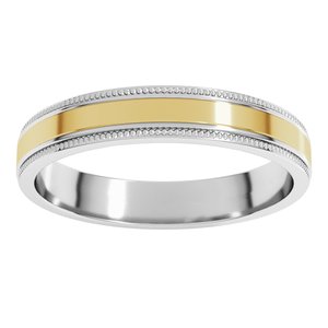 14K White/Yellow Gold 4 Mm Milgrain Flat Inlay Band Size 10