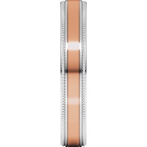 14K Yellow Or White Or Rose Gold Milgrain Inlay Flat Band