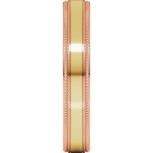 14K Yellow Or White Or Rose Gold Milgrain Inlay Flat Band