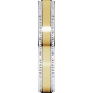 14K Yellow Or White Or Rose Gold Milgrain Inlay Flat Band