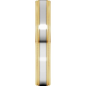 14K Yellow Or White Or Rose Gold Milgrain Inlay Flat Band