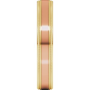 14K Yellow Or White Or Rose Gold Milgrain Inlay Flat Band