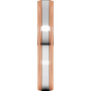 14K Yellow Or White Or Rose Gold Milgrain Inlay Flat Band