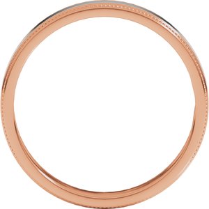 14K Yellow Or White Or Rose Gold Milgrain Inlay Flat Band