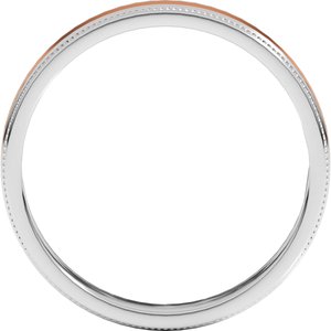 14K Yellow Or White Or Rose Gold Milgrain Inlay Flat Band
