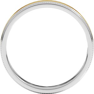 14K Yellow Or White Or Rose Gold Milgrain Inlay Flat Band