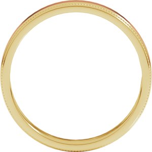 14K Yellow Or White Or Rose Gold Milgrain Inlay Flat Band