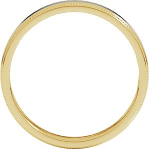 14K Yellow Or White Or Rose Gold Milgrain Inlay Flat Band