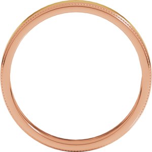 14K Yellow Or White Or Rose Gold Milgrain Inlay Flat Band