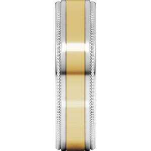 14K Yellow Or White Or Rose Gold Milgrain Inlay Flat Band