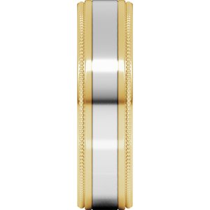 14K Yellow Or White Or Rose Gold Milgrain Inlay Flat Band