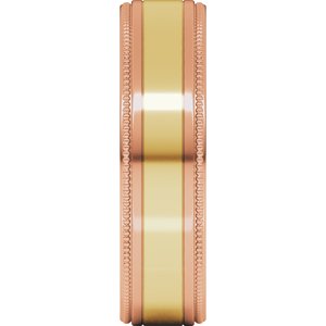 14K Yellow Or White Or Rose Gold Milgrain Inlay Flat Band