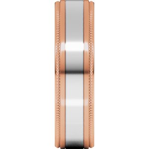 14K Yellow Or White Or Rose Gold Milgrain Inlay Flat Band
