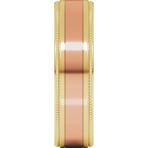 14K Yellow Or White Or Rose Gold Milgrain Inlay Flat Band