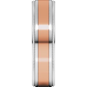 14K Yellow Or White Or Rose Gold Milgrain Inlay Flat Band