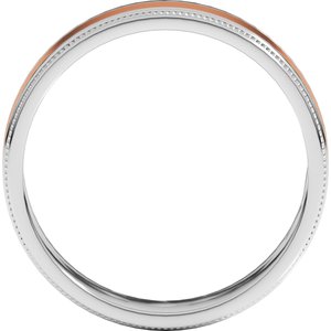 14K Yellow Or White Or Rose Gold Milgrain Inlay Flat Band