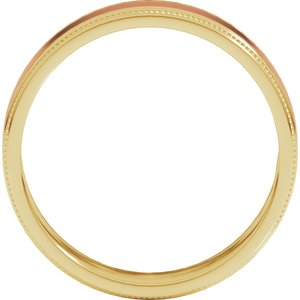 14K Yellow Or White Or Rose Gold Milgrain Inlay Flat Band