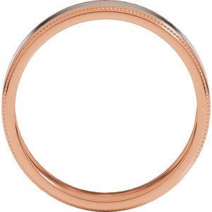14K Yellow Or White Or Rose Gold Milgrain Inlay Flat Band