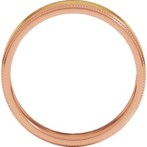 14K Yellow Or White Or Rose Gold Milgrain Inlay Flat Band