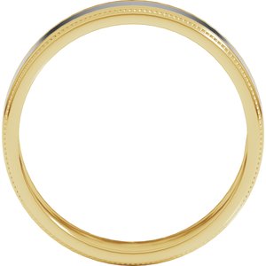 14K Yellow/White Gold  6 Mm Milgrain Flat Inlay Band Size 10
