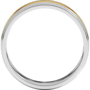14K White/Yellow Gold 6 Mm Milgrain Flat Inlay Band Size 10