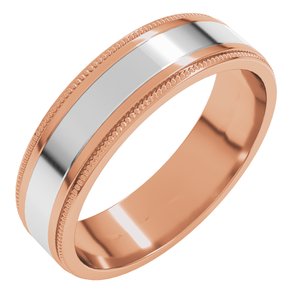 14K Yellow Or White Or Rose Gold Milgrain Inlay Flat Band