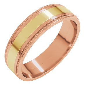 14K Yellow Or White Or Rose Gold Milgrain Inlay Flat Band