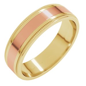 14K Yellow Or White Or Rose Gold Milgrain Inlay Flat Band