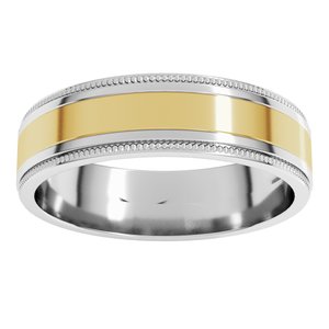 14K White/Yellow Gold 6 Mm Milgrain Flat Inlay Band Size 9