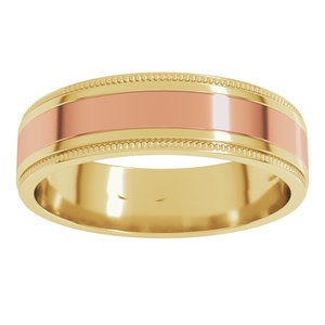 14K Yellow Or White Or Rose Gold Milgrain Inlay Flat Band