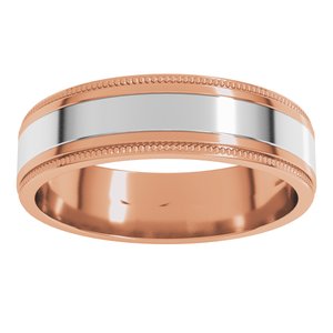 14K Yellow Or White Or Rose Gold Milgrain Inlay Flat Band