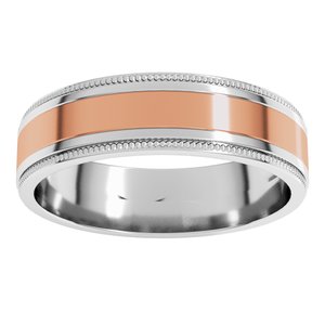 14K Yellow Or White Or Rose Gold Milgrain Inlay Flat Band