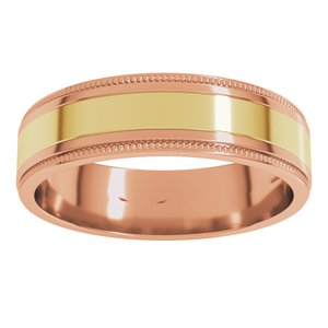 14K Yellow Or White Or Rose Gold Milgrain Inlay Flat Band