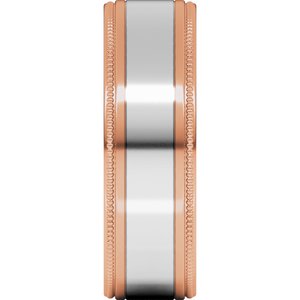 14K Yellow Or White Or Rose Gold Milgrain Inlay Flat Band