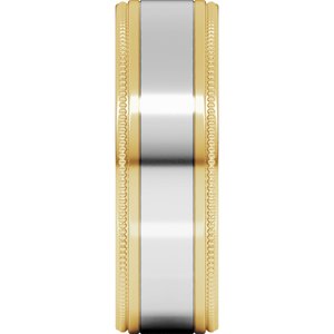 14K Yellow Or White Or Rose Gold Milgrain Inlay Flat Band